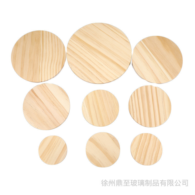 In-Stock Natural Wood Pine Lid Bamboo Wood Lid Eco-Friendly Candle Holder Round Cup Lid Storage Cup with Silicone Ring Sealing Lid