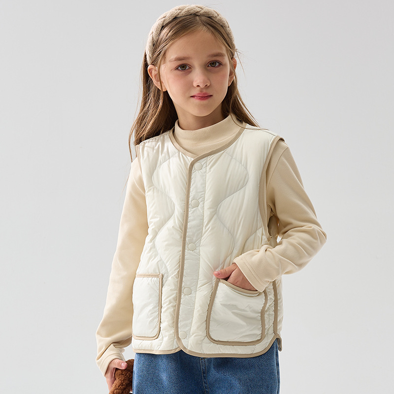 Children's clothing 2024 large children's down vest for autumn and winter men's and women's children's baby light thin vest two-sided wear a generation of hair