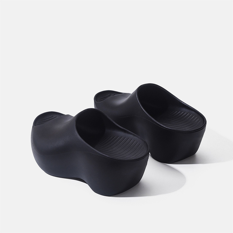 2024 summer new EVA muffin slippers thick-soled fish-mouth open-toe half slippers after stepping on excrement feeling empty height-increasing shoes for women