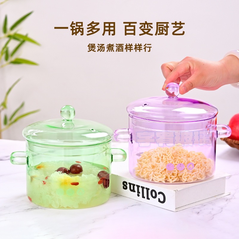 Термостойкая домашняя кастрюля для лапши, из высокобorosilicate стекла, простая, электрическая керамическая плита, кастрюля для тушения лапши, утолщённая суповая кастрюля
