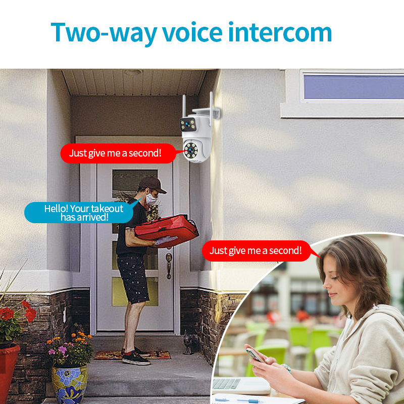 360 Panoramic Dual-Lens Dual-Screen Outdoor Waterproof Wifi Monitor High-Definition Camera Wireless Monitoring Infrared