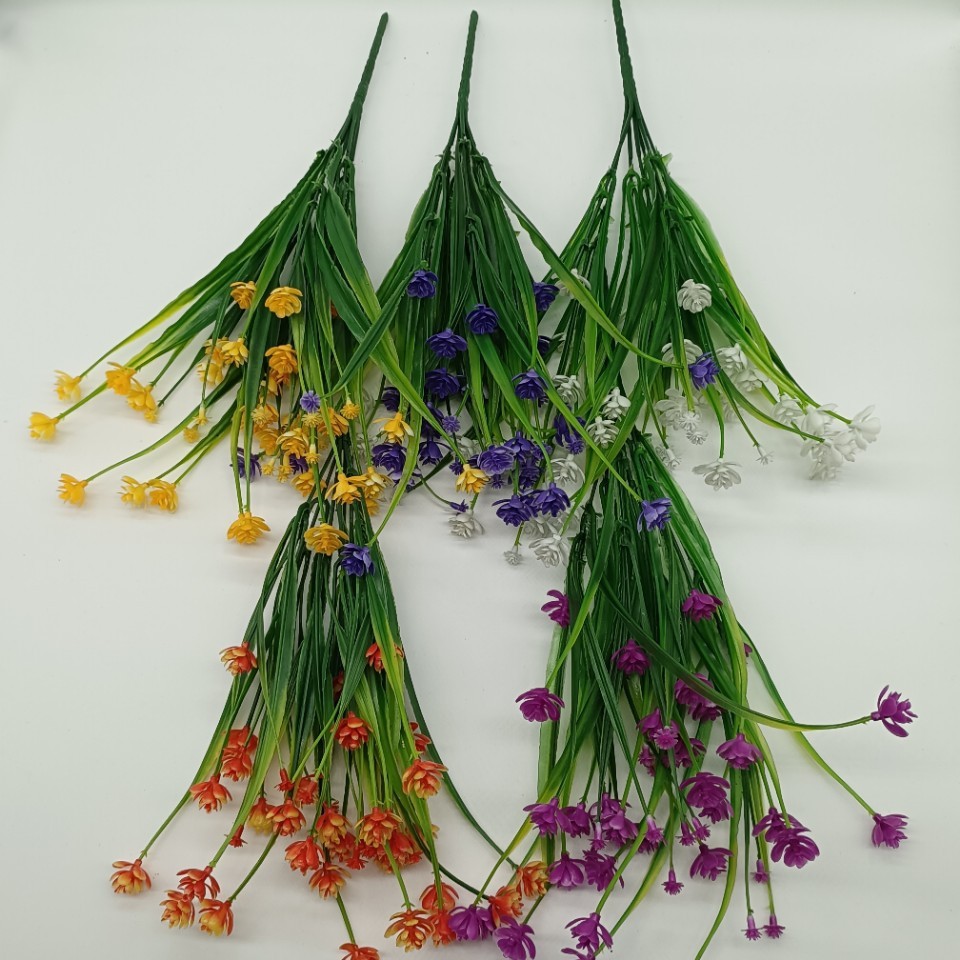 Cross-Border Amazon Popular Spring Grass Tea Flower Rose Plastic Flower Fake Flower Home Decoration Soft Decoration Engineering Plant Wall