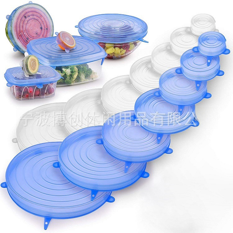 Kitchen Foldableable Stretch Sealing Plastic Wrap Silicone Fresh-Keeping Cover 6-Piece Set 7-Piece Set 8-Piece Set in Stock