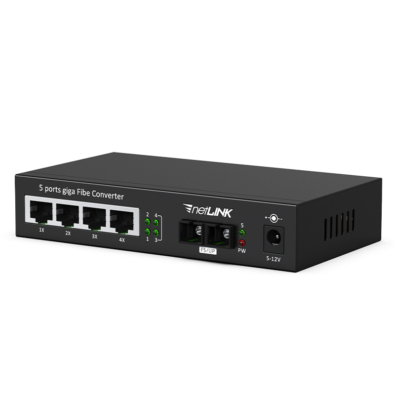 Netlink Fiber Optic Transceiver Htb-Gs-03/4Ge-M Gigabit 1 Optical 4 Electrical Multimode Dual Fiber One