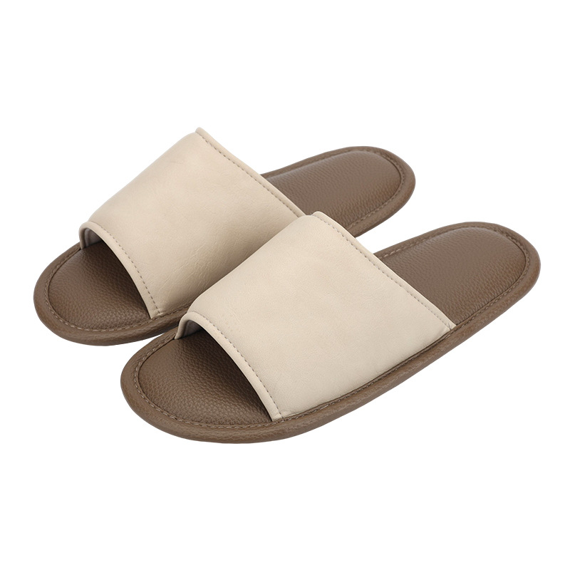 Ultra-thin Bottom Leather Linen Slippers Japanese Casual Comfortable Breathable Spring and Summer Soft Bottom Silent Couple's Home Shoes