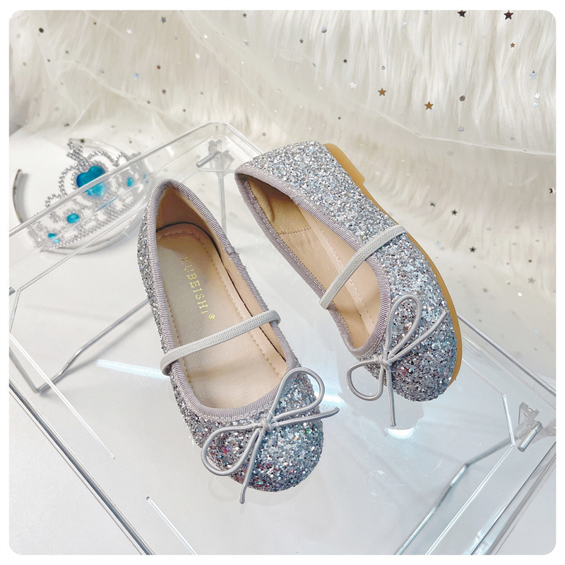 Girls' princess shoes spring new stage performance shoes with dress sequined crystal shoes girls' single shoes Children's leather shoes