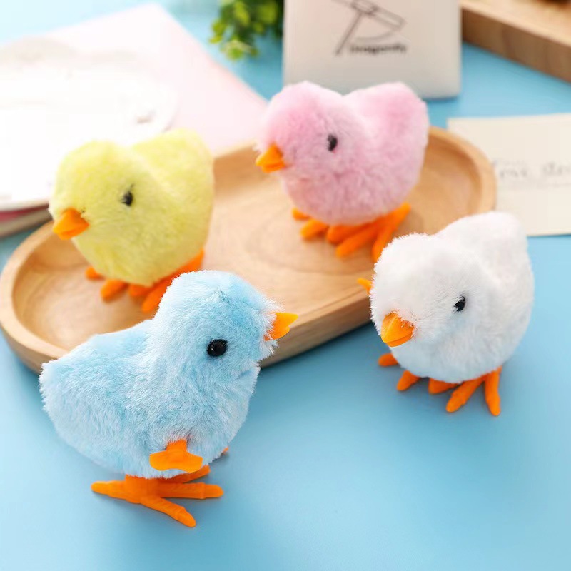 Jumping Chick Toy Artificial Cute Plush Chick Winding Can Run Men and Women Douyin Same Style Clockwork Animal Toy