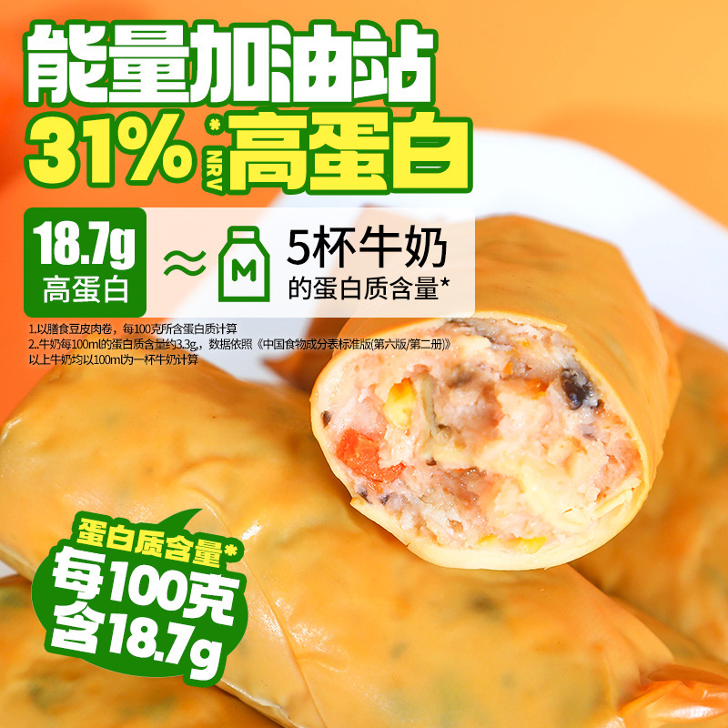Baihui Dietary Bean Skin Meat Rolls 80g Bean Roll Snacks Chicken Rolls Nutritional Open Bag Ready-To-Eat Northeast Specialty Wholesale