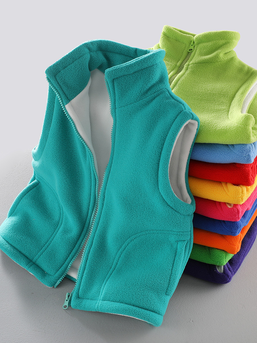 Children's Vests for Men and Women, Suitable for Outerwear in Spring, Autumn, and Winter, Thickened Fleece Vests, Kindergarten Uniforms with Printed Logo