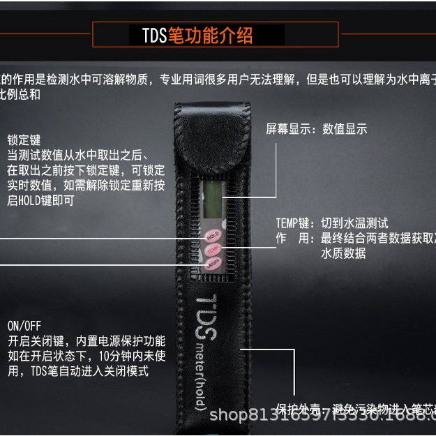 tds-3 water quality testing pen water purifier tap water mineral water quality testing pen three keys with temperature measuring tool