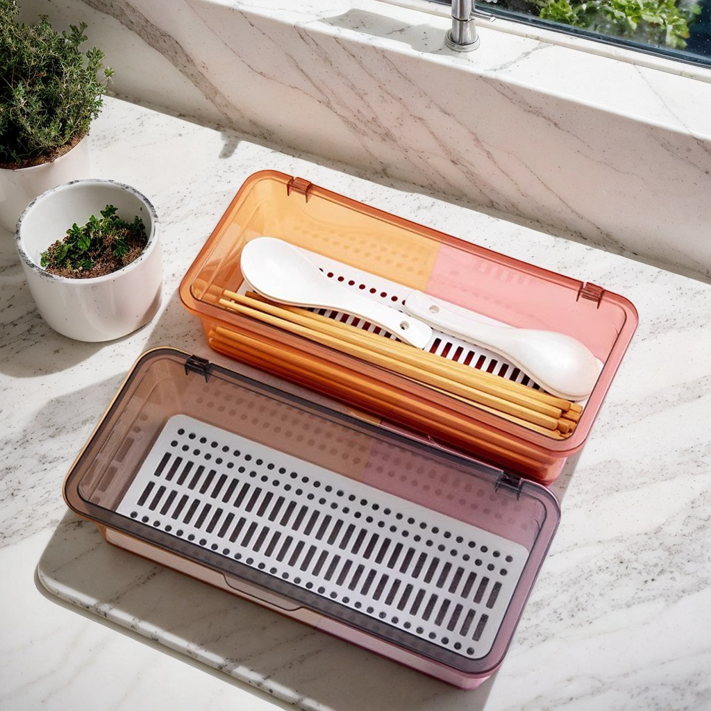 Оптовая продажа набора для чая, прямоугольная коробка для слива палочек, многофункциональная, прозрачная, пылезащитная