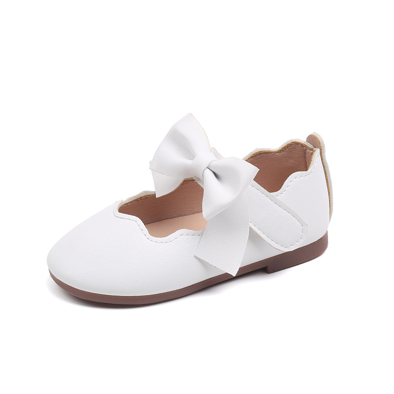 Children's Square Mouth Small Leather Shoes Girls' Fashion Bow Flat Shoes Little Girls Solid Color Princess Shoes Soft Bottom Dance Shoes