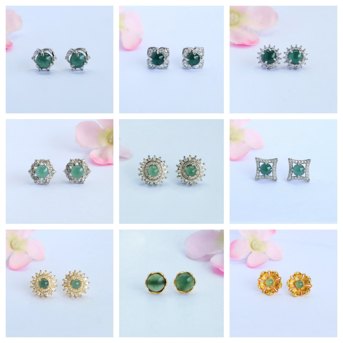 Серьги-гвоздики из натурального нефрита класса A с голубой водой, серьги с подсолнухом, оптовая продажа