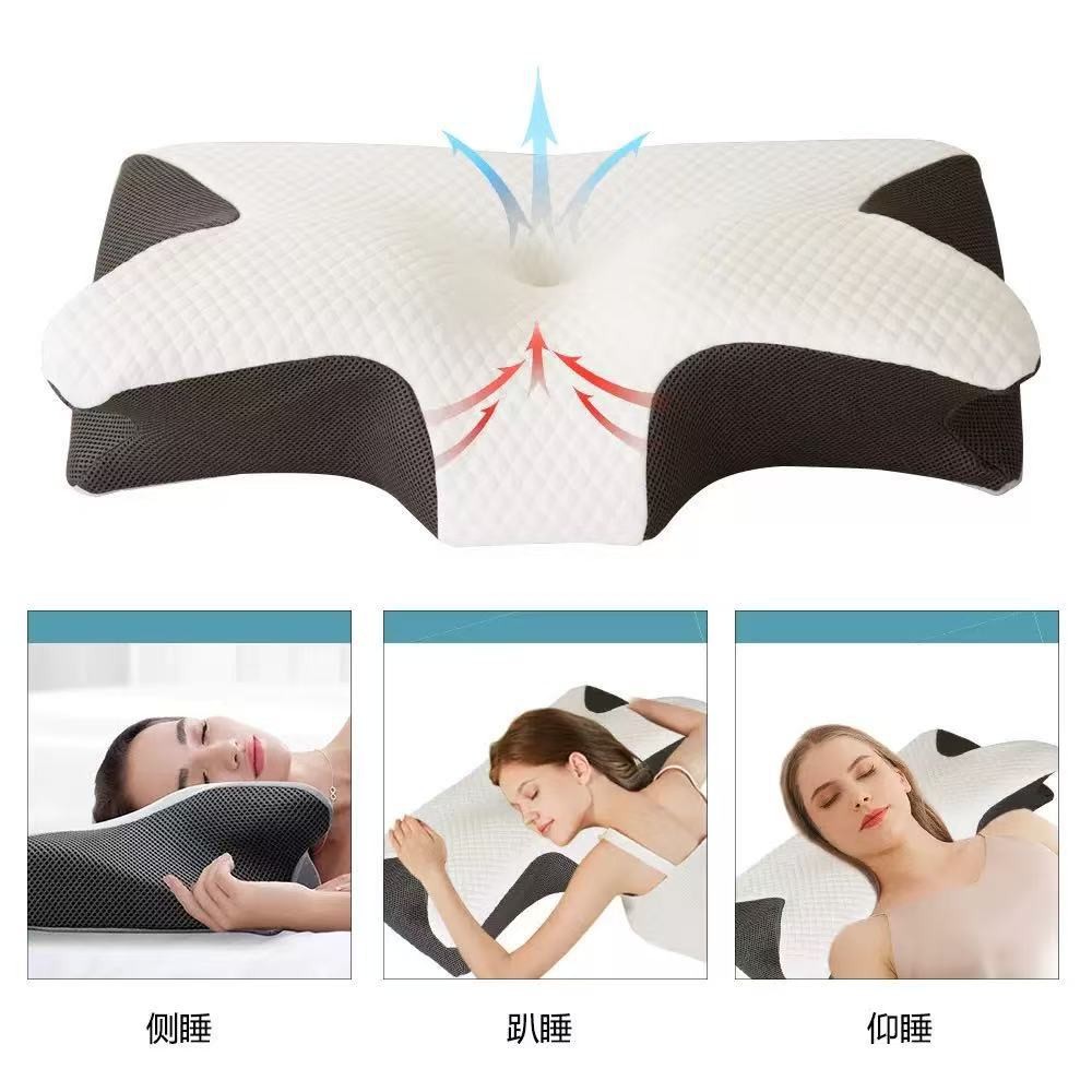 Cross-Border Foreign Trade Butterfly-Shaped Rolled Horn Neck Pillow Butterfly-Shaped Memory Pillow Home Slow Rebound Hotel Cervical Spine Pillow
