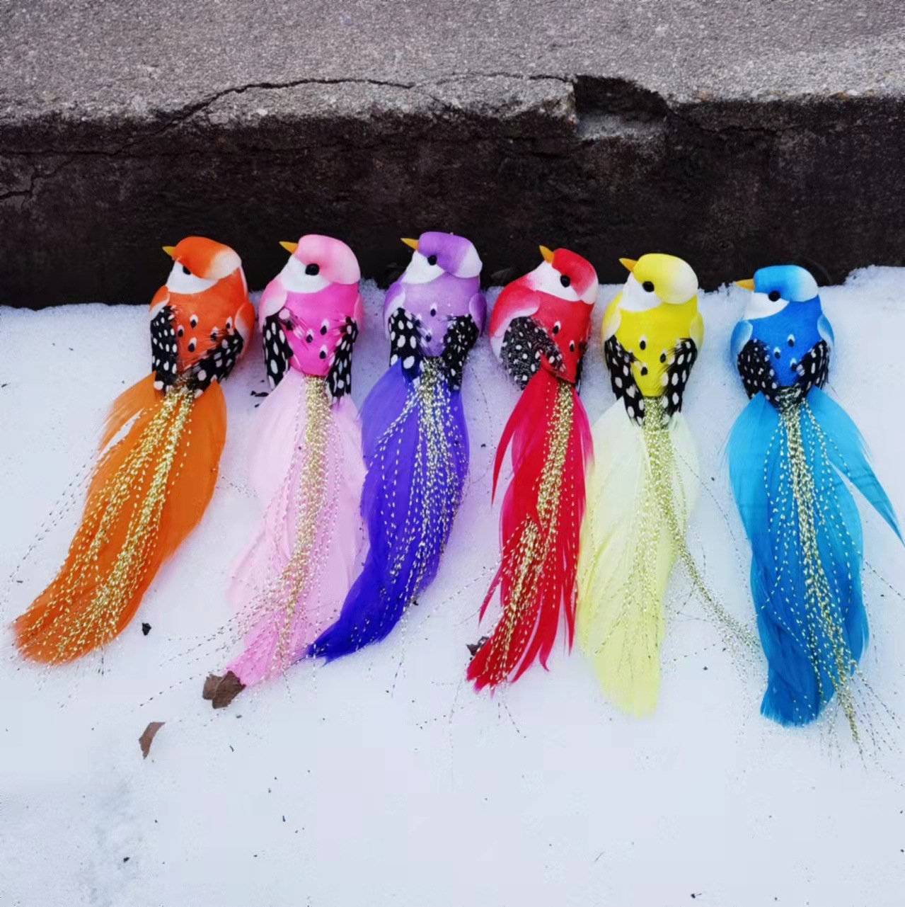 New product simulation feather bird/gold thread/foam bird fake bird decoration props