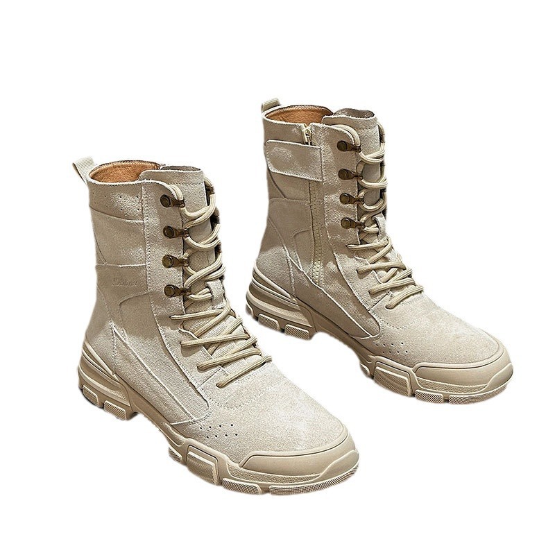 Canvas Martin Boots for Women 2025 Autumn Hiking Outdoor Climbing Shoes High-Top Non-Slip Wear-Resistant Couple Desert Boots Men's Shoes