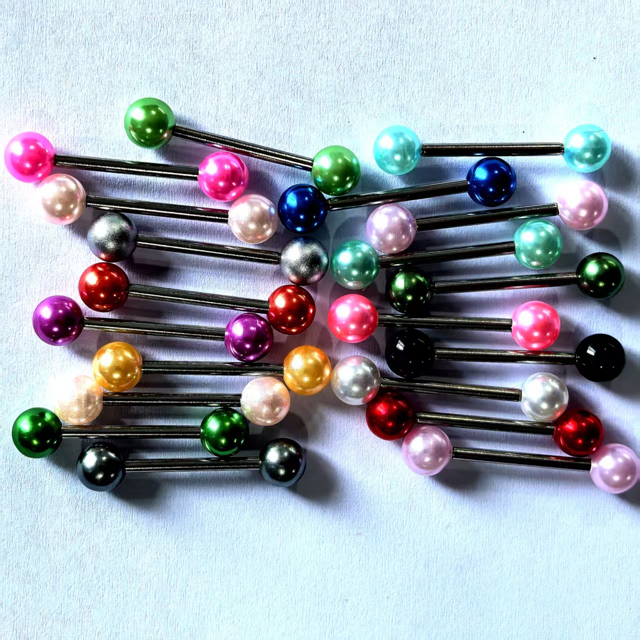 Acrylic imitation pearl tongue nail milk nail color piercing jewelry pearl manufacturers in stock wholesale pink tongue nail replacement