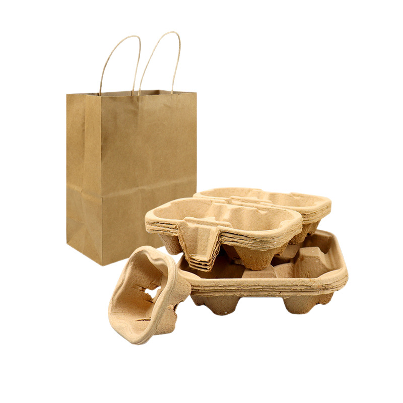 Disposable degradable pulp cup holder coffee milk tea single double four takeaway packaged cup holder beverage split base