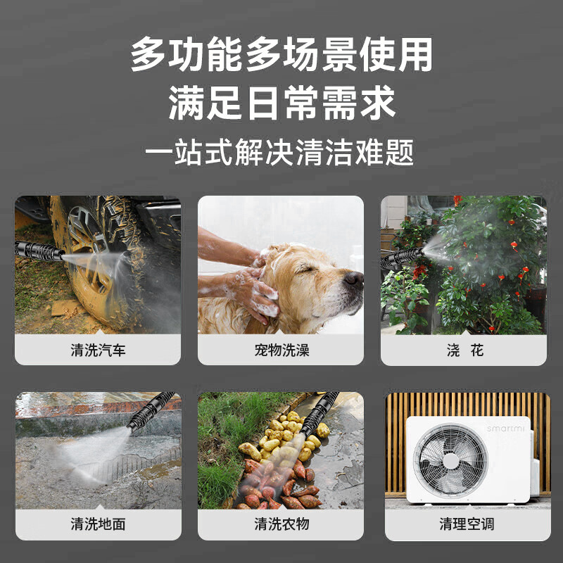 High-Pressure Water Gun for Cordless Car Washers, Portable Household Lithium Battery High-Power Watering and Car Washing High-Pressure Spray Gun