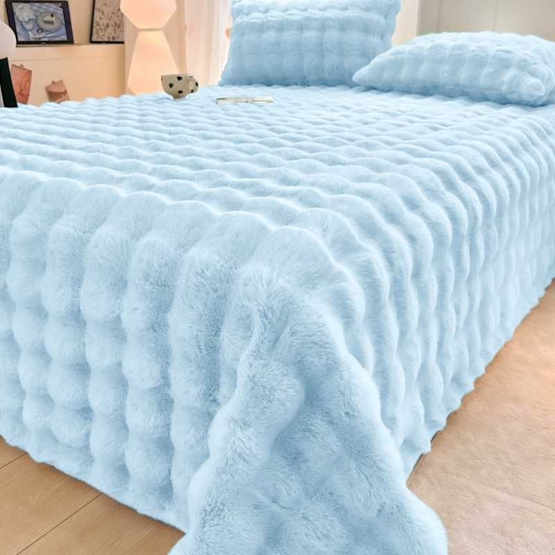 Домашний текстиль Nantong 2025, новое утолщенное однотонное покрывало из кроличьего меха, оптовая закупка