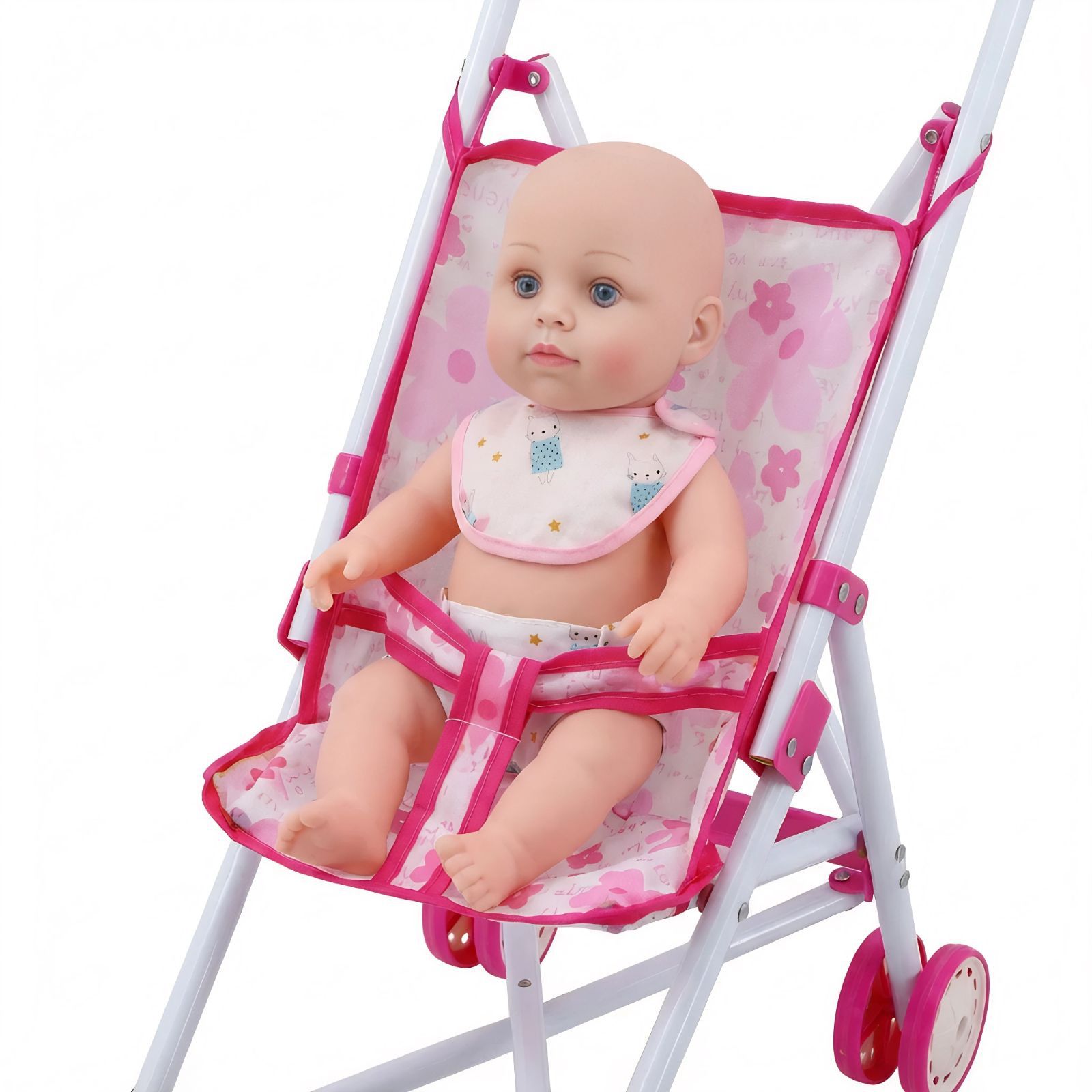Cross-Border Children's Toys Girl's Play House with Doll Stroller Simulation Baby Doll Foldable Stroller