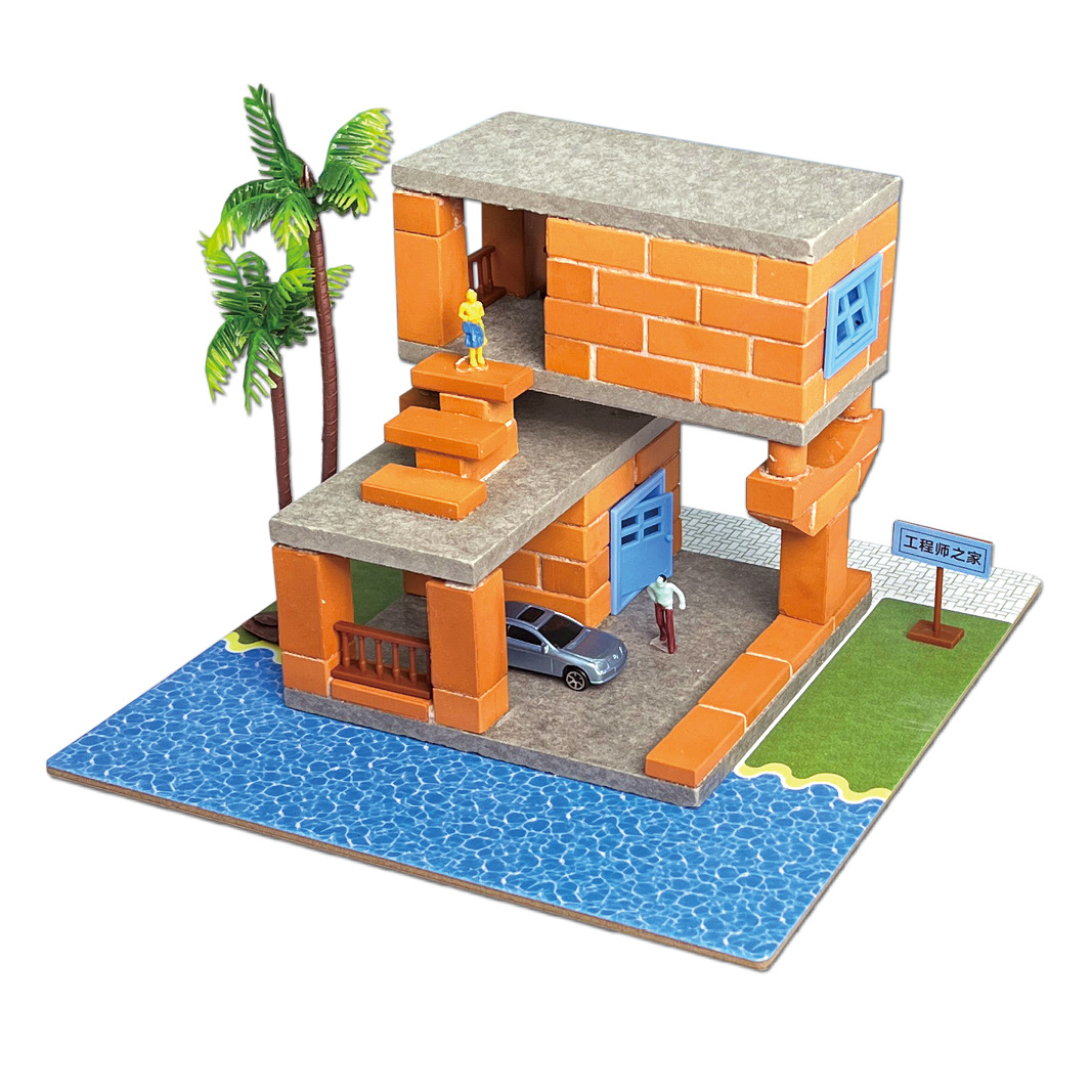 DIY Materials for Little Architects: Clay Bricks, Baseboards, Doors, Windows, Railings, Accessories, and Ceramic Building Blocks