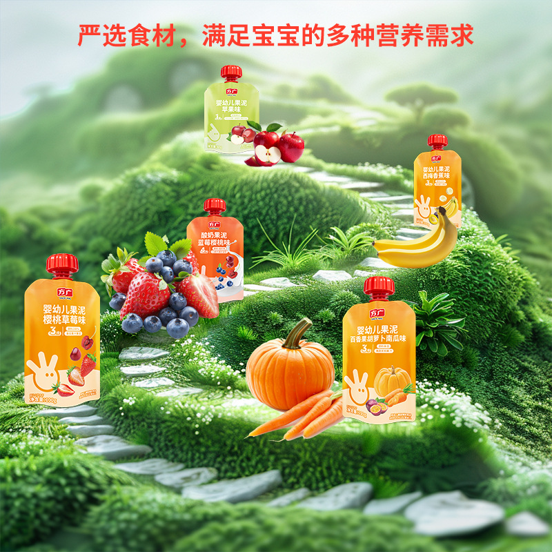 Fangguang infant fruit puree baby fruit puree fruit puree prune puree vegetable puree children's complementary food puree yogurt puree