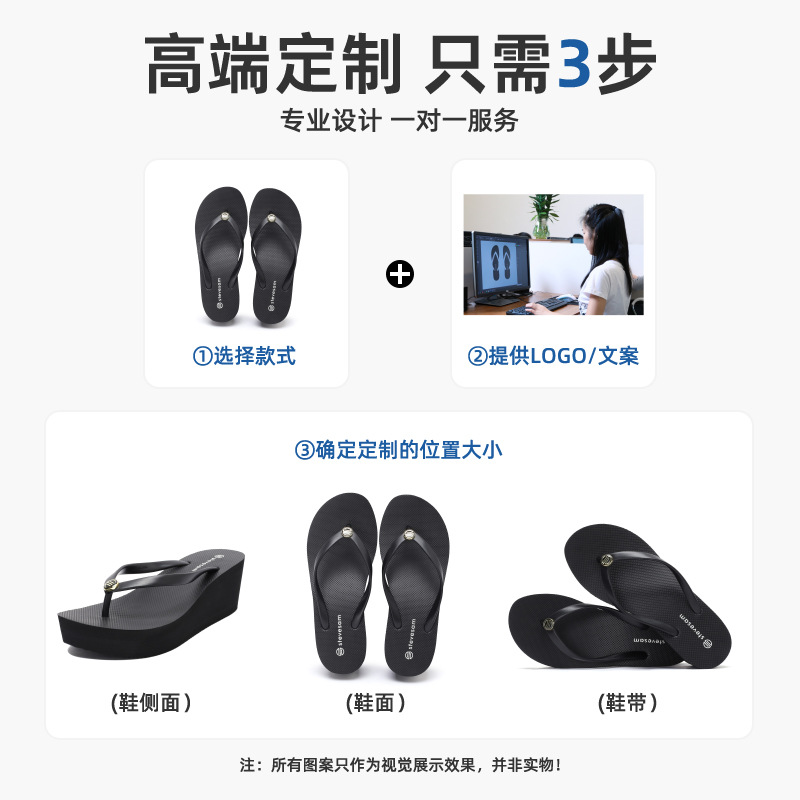 Cross-Border Eva Flip-Flops Customized Logo Non-Slip Flip-Flops Men's Trendy Cut Out Beach Slippers Exported to Japan