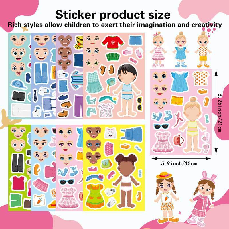 Cartoon Kidsren's Cross-Border Doll Puzzle Toy Stickers DIY Puzzle Stickers Handicraft Decoration Sticker Printing