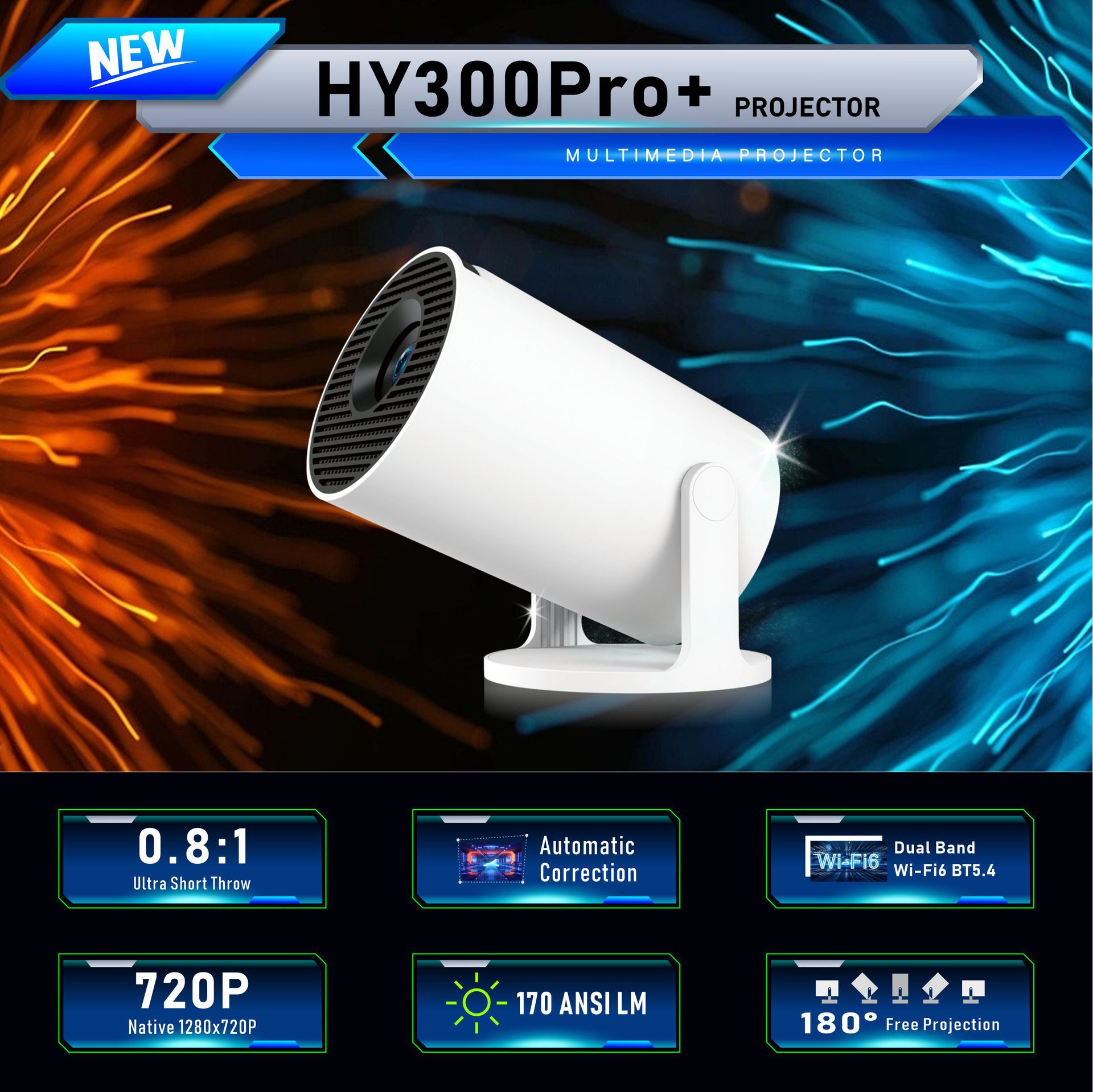 Cross-Border Hy300Ultra Projector 1080P Hd 4K Smart Home Portable Mini Hy300 Projector