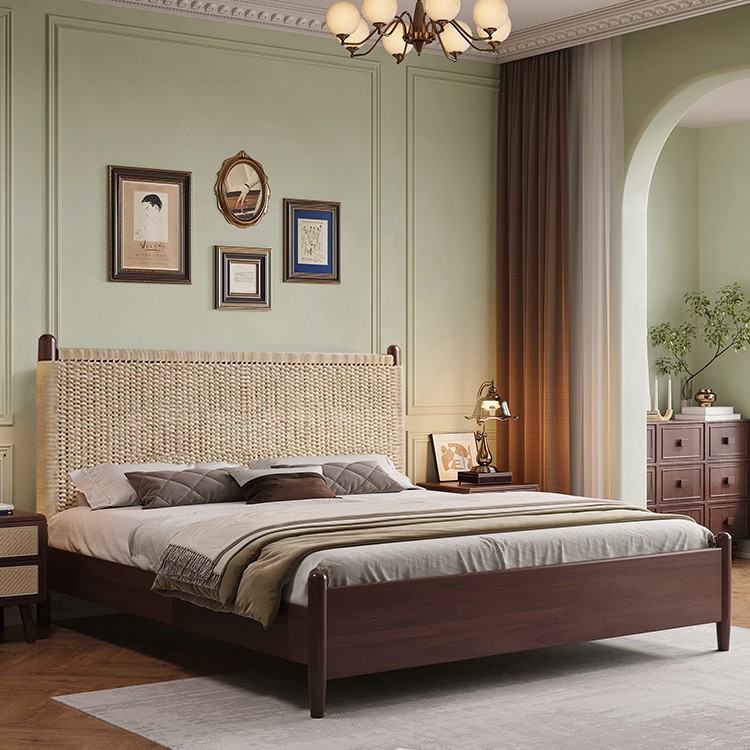 Скандинавская кровать в стиле середины века, простая новая кровать 1.8м