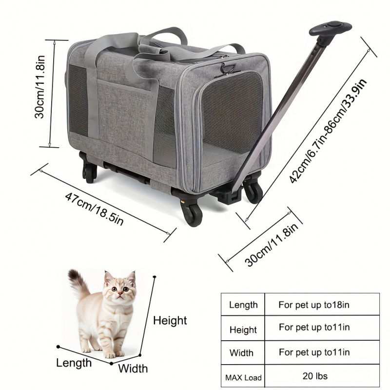 2026 New Cross-Border Dropshipping Detachable Cat and Dog Trolley Case Spacious Foldable Pet Cross-Border