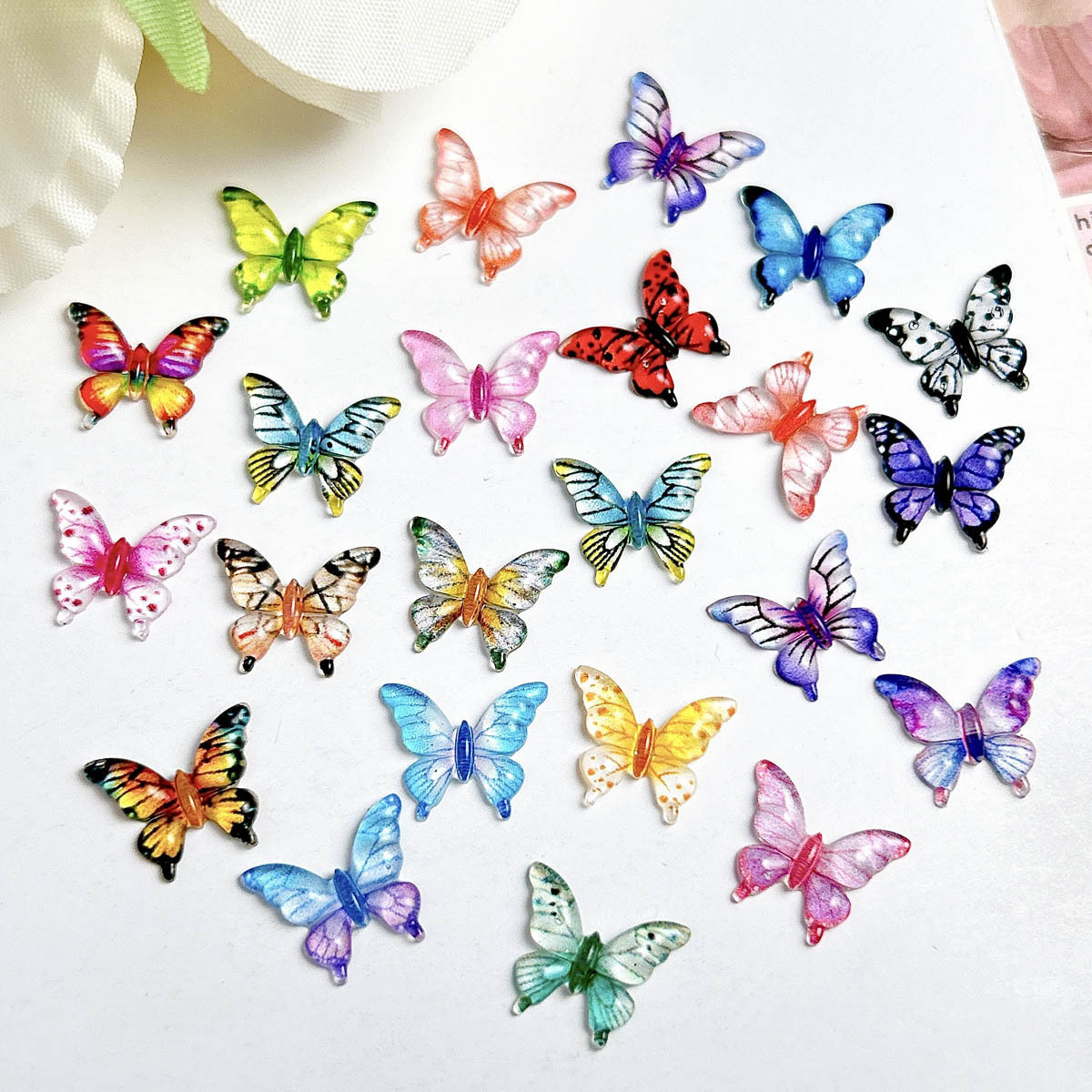Xiaohongshu Popular Colorfulful Mixed Butterfly Nail Art Jewelry DIY Wearable Nail Hairpin Earrings Accessories Wholesale