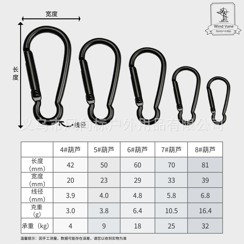 Electrophoresis All Black Track Square Aluminum Alloy Carabiner 4 5 6 7 No. 8 D-shaped Flattened Gourd-shaped Hook Buckle