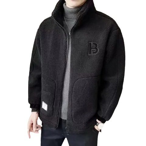 2023 New Korean Style Men's Lamb Velvet Cotton Outwear Fleece-Lined Thickeneded Outwear Men's Autumn and Winter Boys' Casual Clothing Trendy Brand