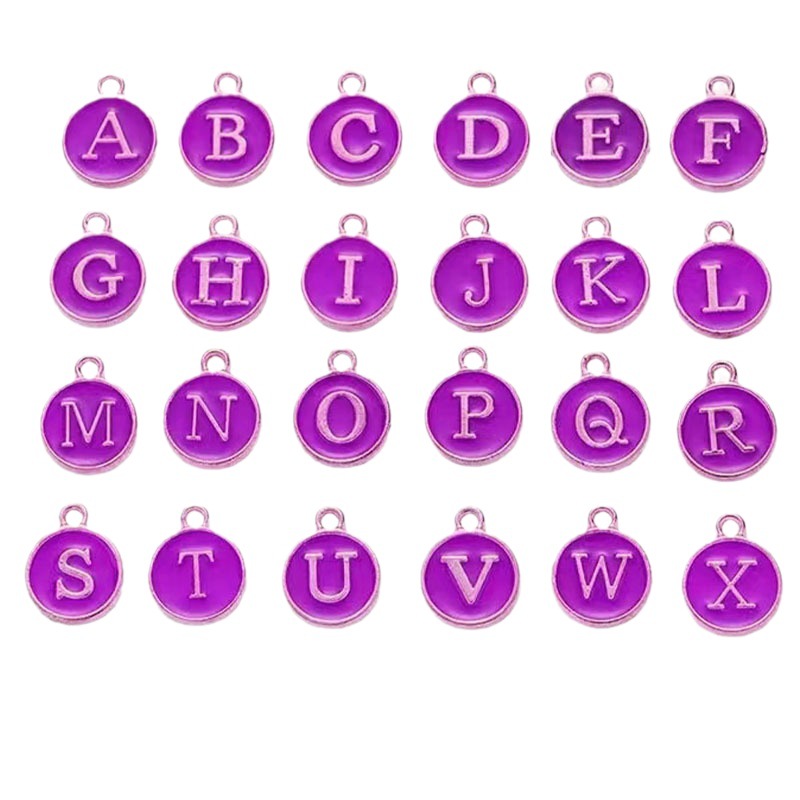 English letter brand alloy Jewelry pendant colorful round drop oil diy necklace bracelet earrings pendant accessories