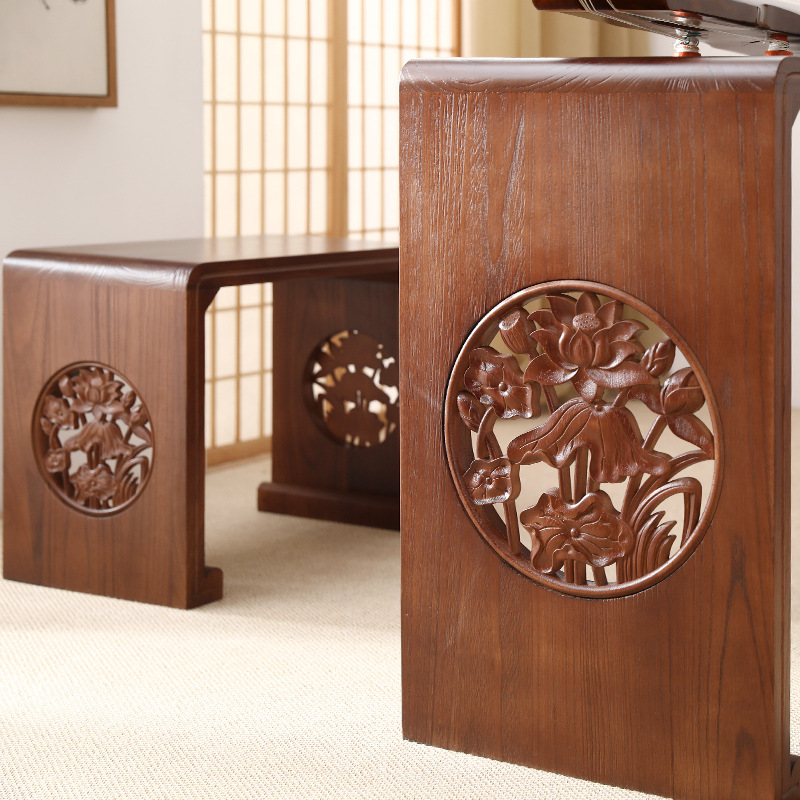 Solid Wood Guqin Table and Stool Resonance Table New Chinese Calligraphy Table Chinese Studies Table and Chair Calligraphy and Painting Table Go Table Tea Art Table