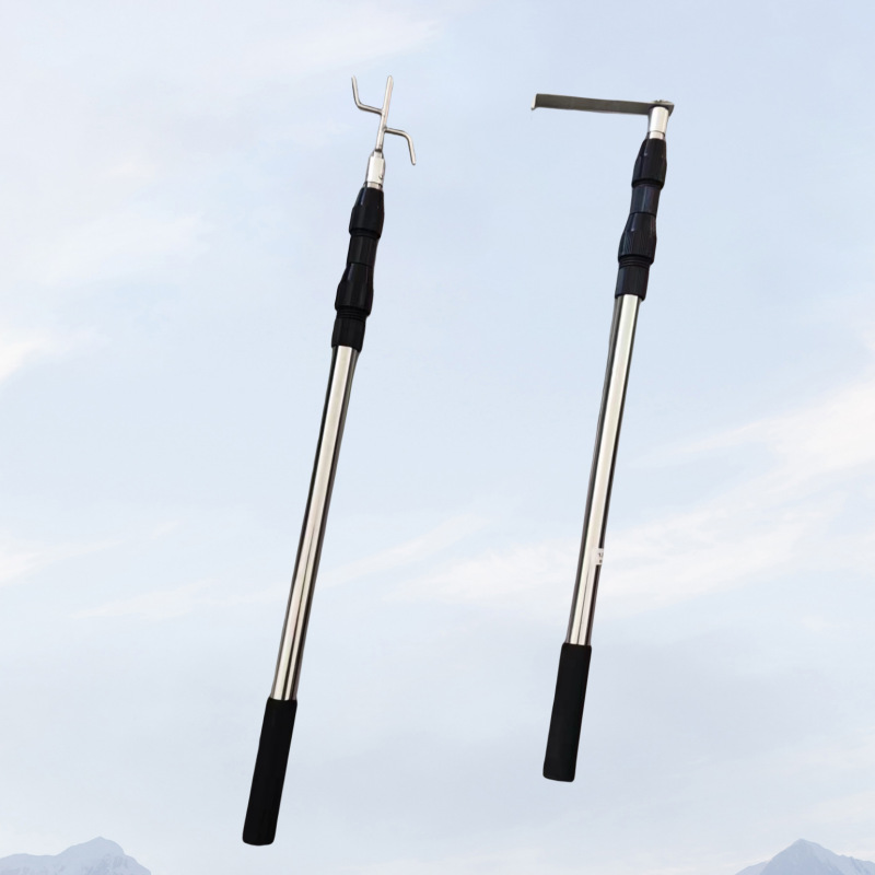 New multifunctional high-altitude object hook object rod stainless steel plate flat hook rod positioning telescopic rod outdoor products