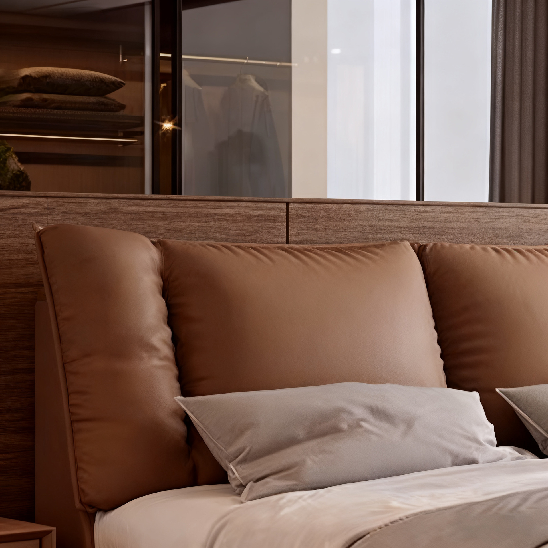 Nachu Italian Minimal Suspension Leather Bed 1.8 m Master Bedroom Large Double Bed Silent Suspension Bed