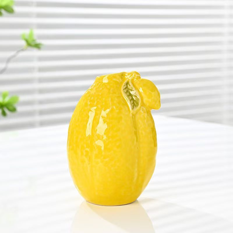 Lemon Hydroponic Vase Ceramic Desktop Living Room Entrance Hydroponic Ceramic Vase Flower Arrangement Living Room Decoration Kitchen