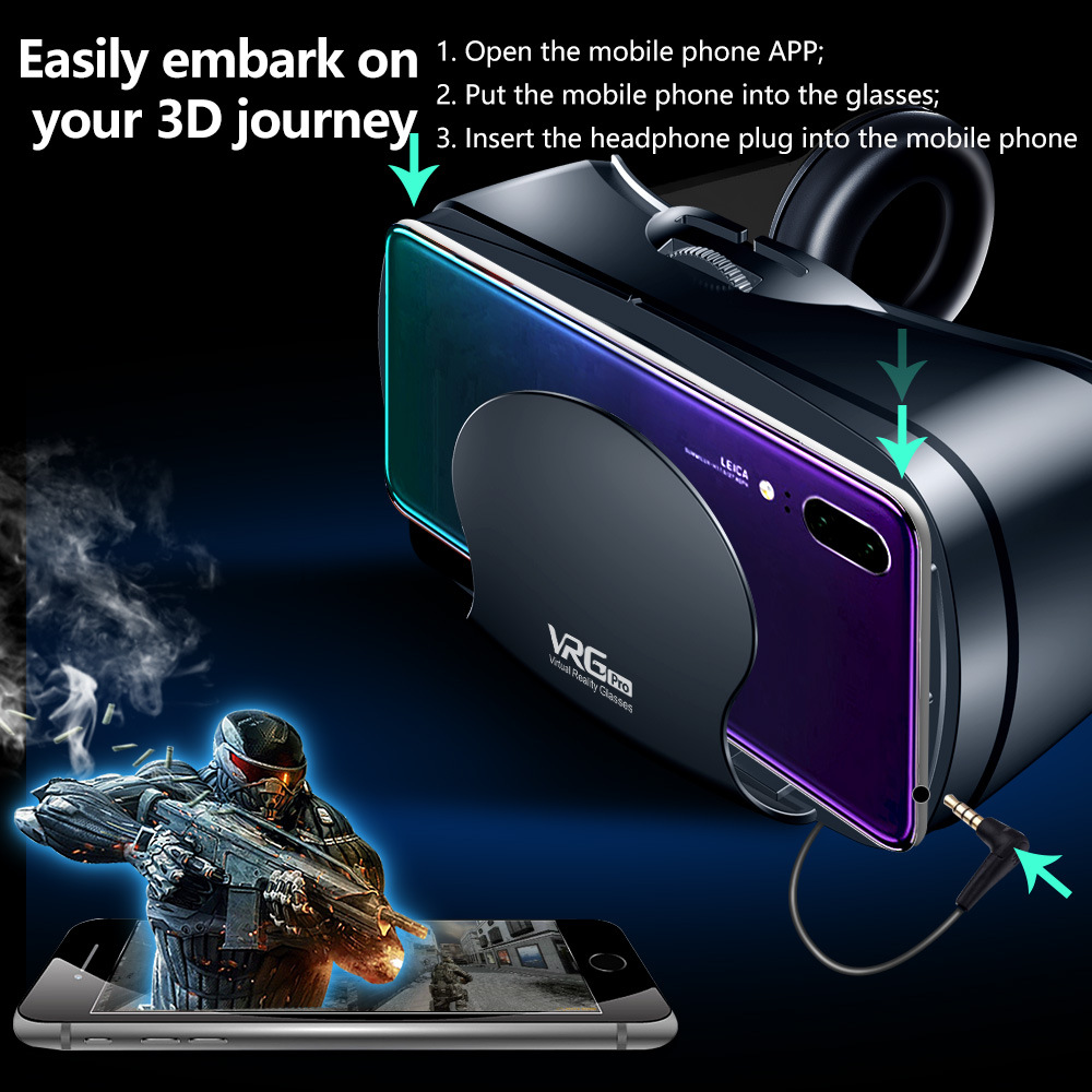 Foreign Trade Hot-Selling Vrgpro Blu-Ray Headset Version Vr Glasses Eye Protection Mobile Phone Virtual Reality Helmet 3Dvr Glasses