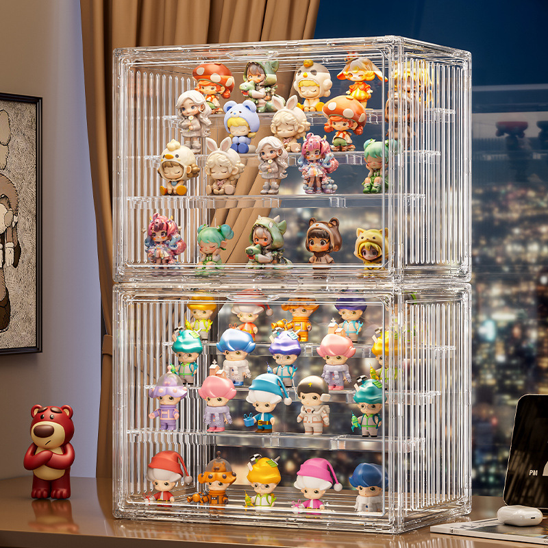 Blind Box Storage Display Stand Transparent Magnetic Dust-Proof Figure Storage Box Bubble Mart Doll Display Cabinet