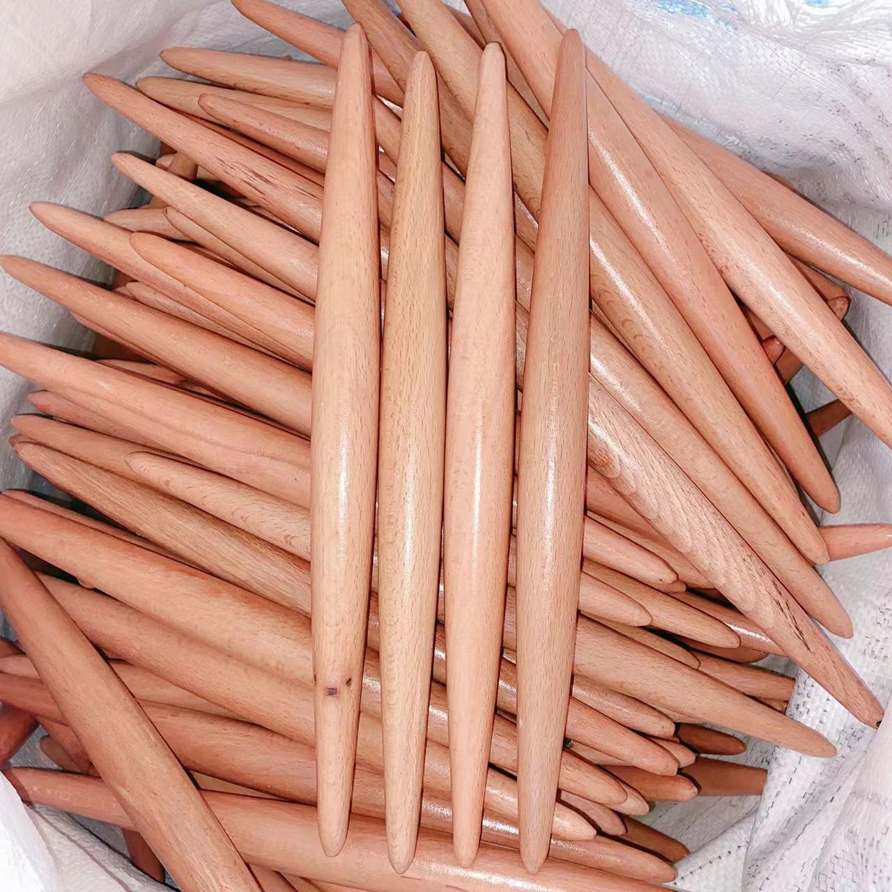 Pointed Rolling Pin Solid Wood Household Kitchen Dumpling Skin Noodle Pin Rolling Noodle Strip Rolling Pin 2 yuan Department Store