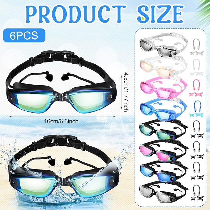 Cross-Border Adult Colorful Coated Swimming Goggles Anti-Fog High-Definition Eye-Friendly Simple and Fashionable Flat Electroplated Swimming Goggles