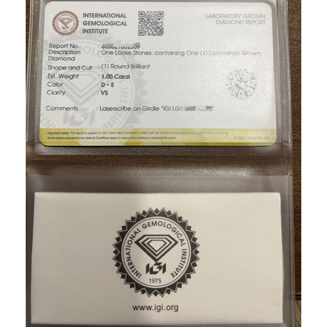 1 Carat Hpht/Cvd Laboratory-Grown Diamond Loose Stone Artificial Diamond Vvs/Def Color Igi/Gia Certificate