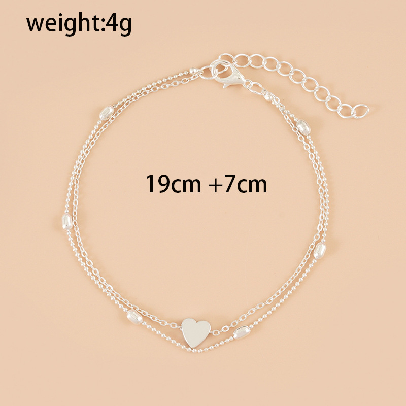 European and American Cross-border Explosions Anklet Love Anklet Personalized Double-layer Simple Love Beach Anklet Women's Anklet Accessories for Women