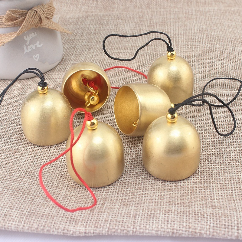 Brass Bell Wind Chime with Bell Hammer, Metal Small Bell DIY Material, Christmas Holiday Decoration Pendant, Small Hanging Ornament