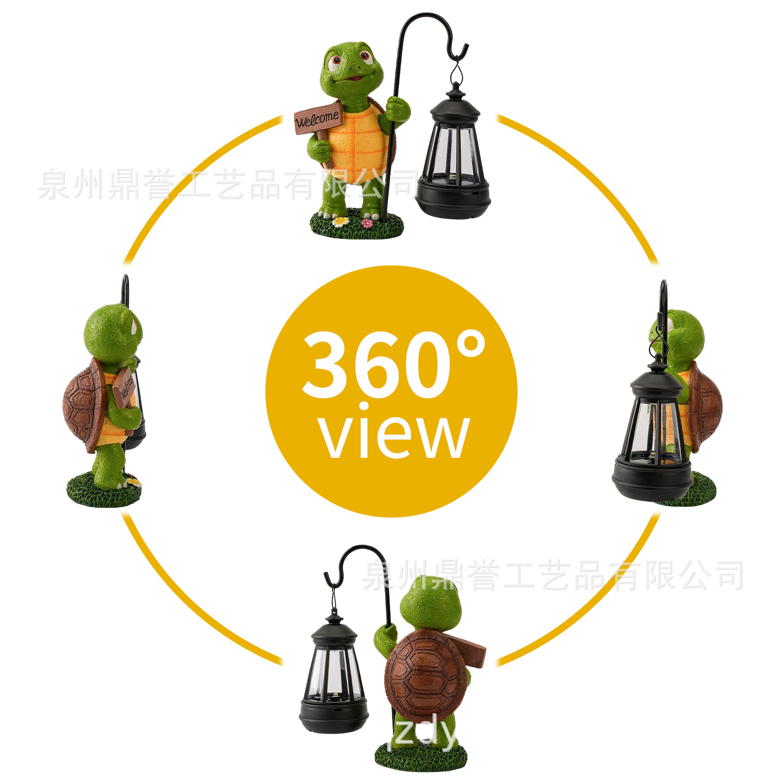 Cross-Border New Resin Crafts Solar Outdoor Garden Courtyard Turtle Statue Lantern Ornaments
