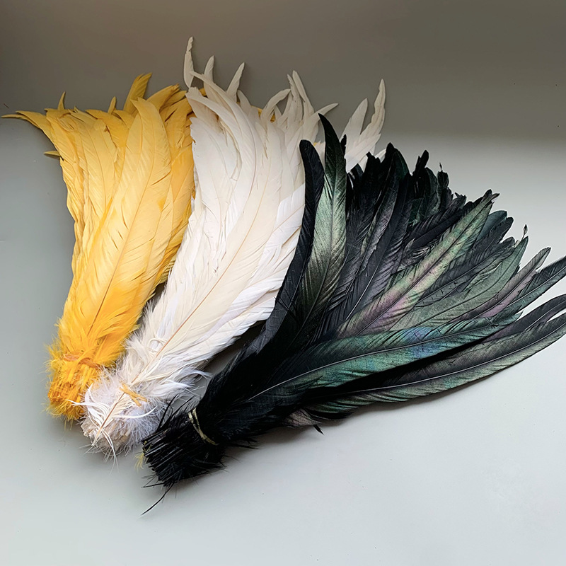 In-Stock Colorful Rooster Tail 20-45cm Faded Dyed Feather Decoration Cat Teaser Wand Toy Material Available in Multiple Colors