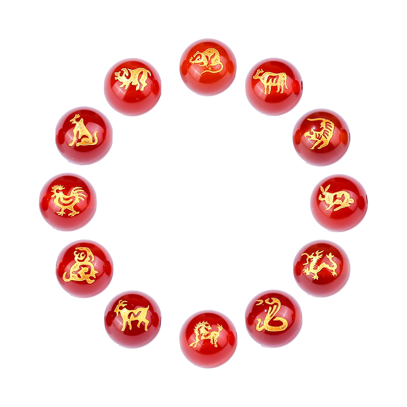 Agate Zodiac Bracelet DIY Accessories Materials Beaded Bracelet Red Agate Chinese Style Red Agate
